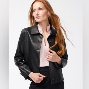Chico's Black Label Leather Crop Jacket